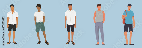Bundle mit Gesichtslosen Männlichen Personen in Sommeroutfit
