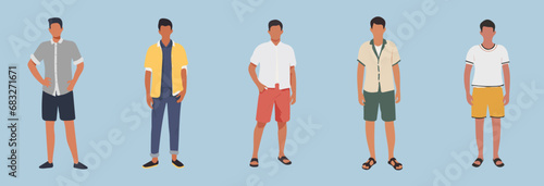 Bundle mit Gesichtslosen Männlichen Personen in Sommeroutfit