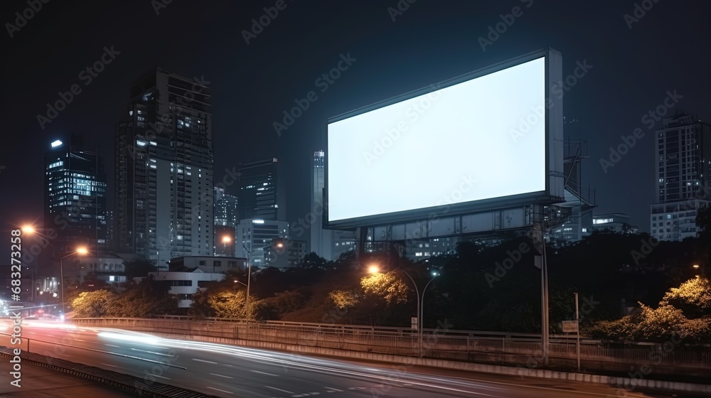 Advertising mock up blank billboard at night time with street light with copy space for public information board billboard blank for outdoor advertising poster Advertising mock up blank billboard at night time with street light with copy space for public information board billboard blank for outdoor advertising poster