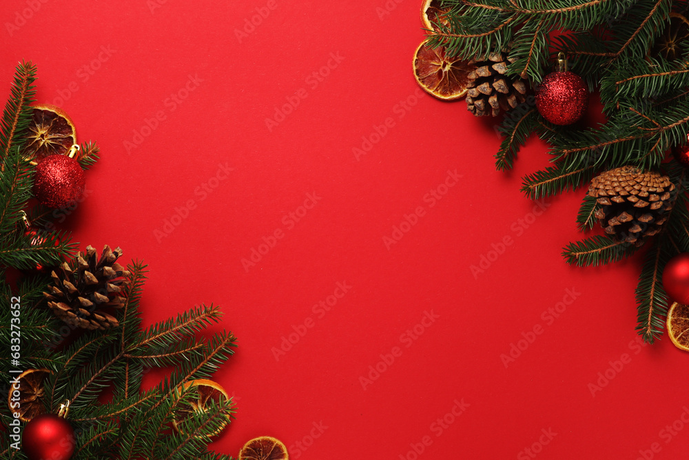 Bright New Year background with fir branches