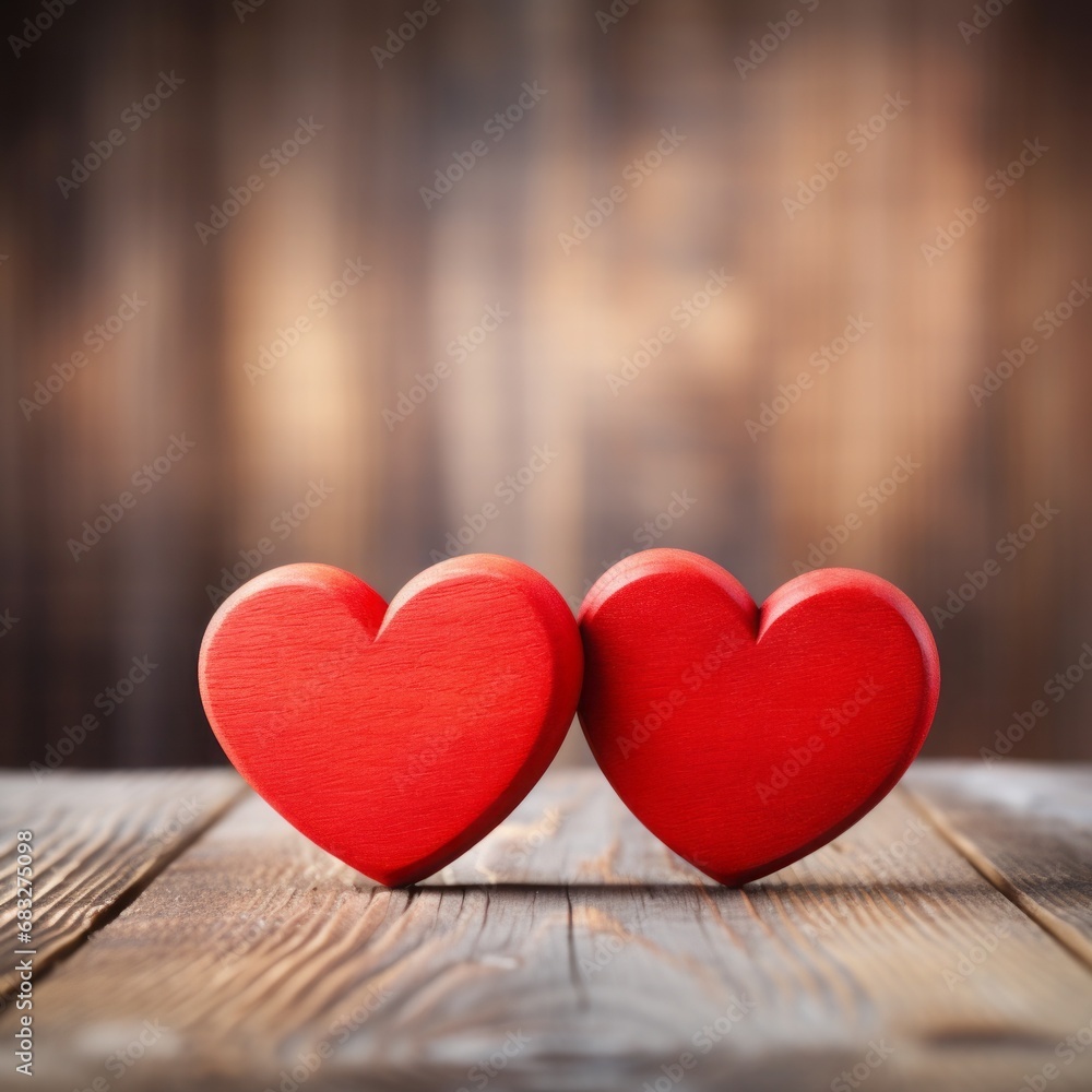 Fototapeta premium red heart on wooden table