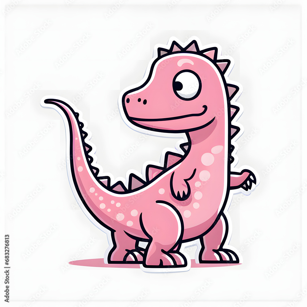 Fototapeta premium Pink dinosaur sticker