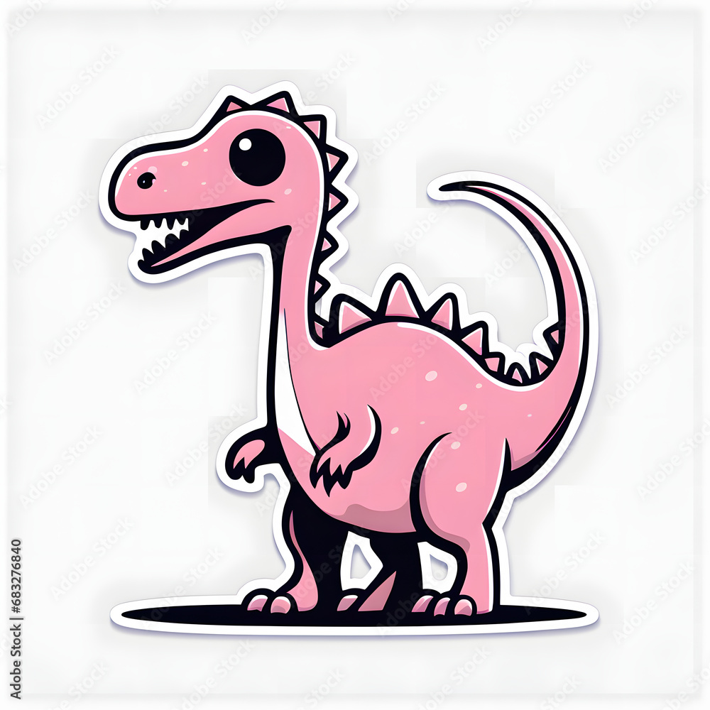 Pink dinosaur sticker