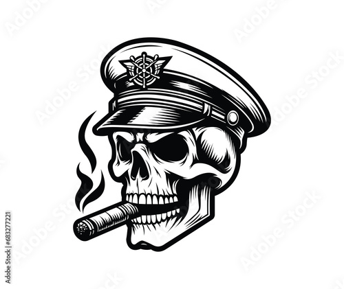 Skull Captain Smoking Vector