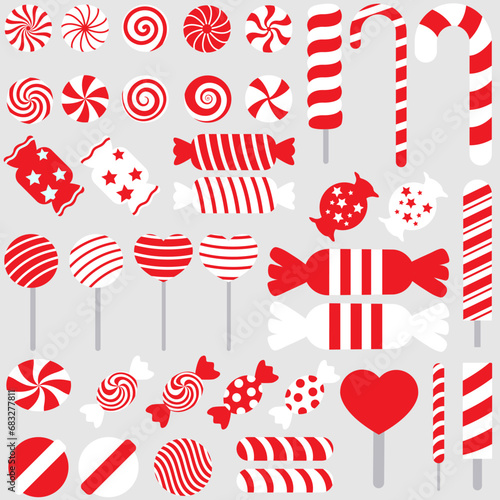 Pepermint Candy icon vector set. Sweet illustration sign collection. Candy symbol. Dessert logo.