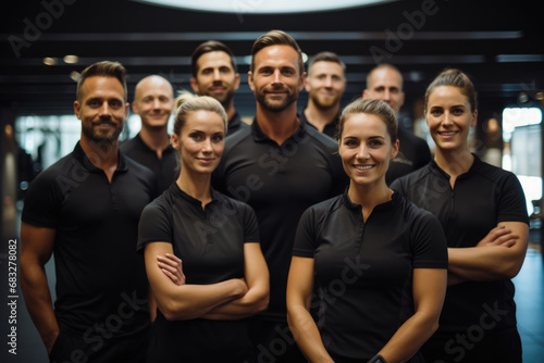 Smiling Gym Staff In A Luxury Gym. Сoncept Fitness Equipment Guide, Healthy Living Tips, Effective Workout Routines, Nutrition Advice, Weight Management Strategies photo