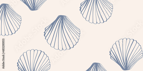 Trendy modern Seashells seamless pattern. Fashion template for design.
 photo