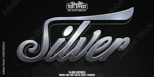 Silver editable text effect, customizable metal and precious 3D font style photo