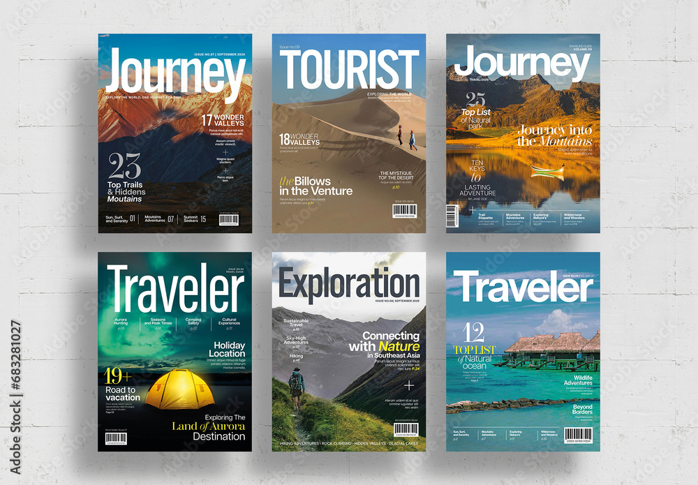 Travel Magazine Cover Layouts Stock Template Adobe Stock