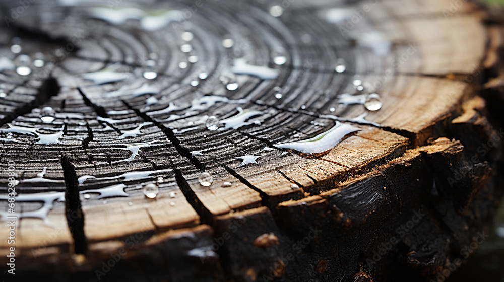 Morning Dew on Tree Rings: A Close-Up View of Nature's Chronological Tapestry Morning Dew on Tree Rings: A Close-Up View of Nature's Chronological Tapestry