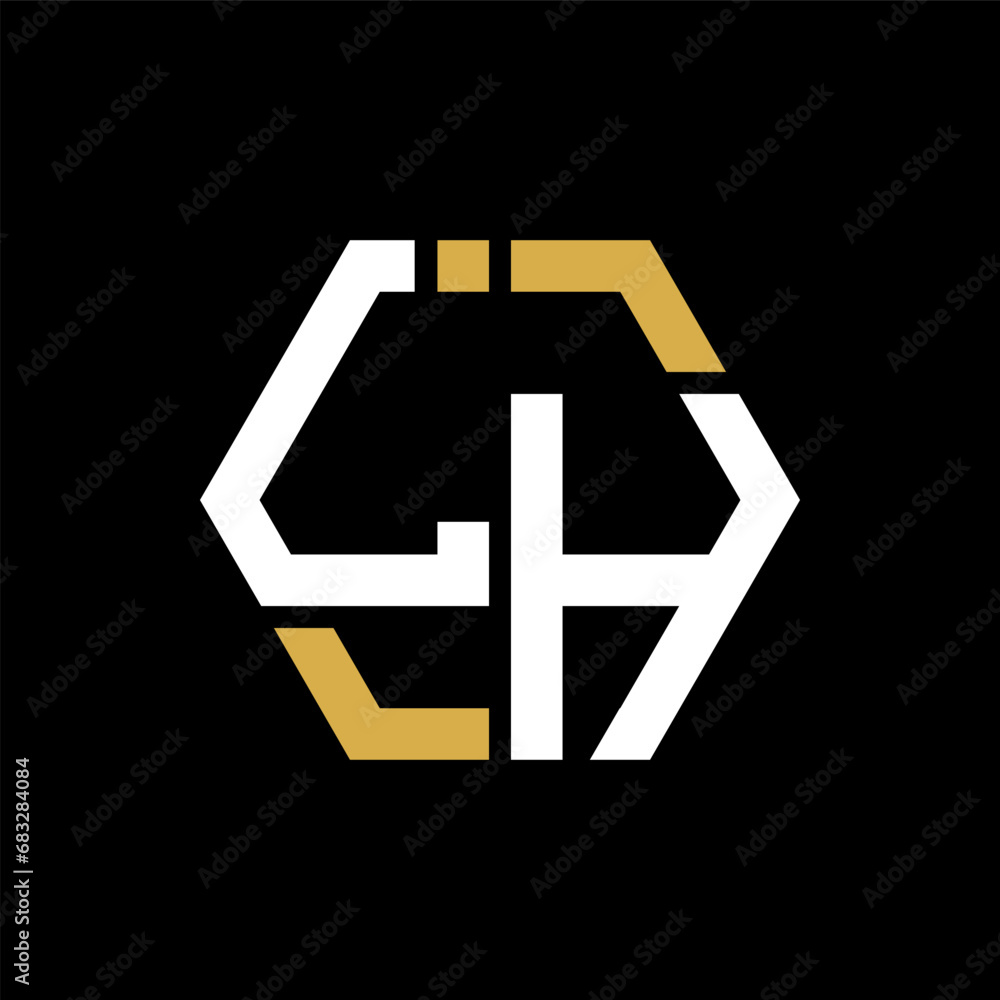 Obraz premium LH letter logo creative design.LH black monogram polygonal shape vector. LH unique design. 