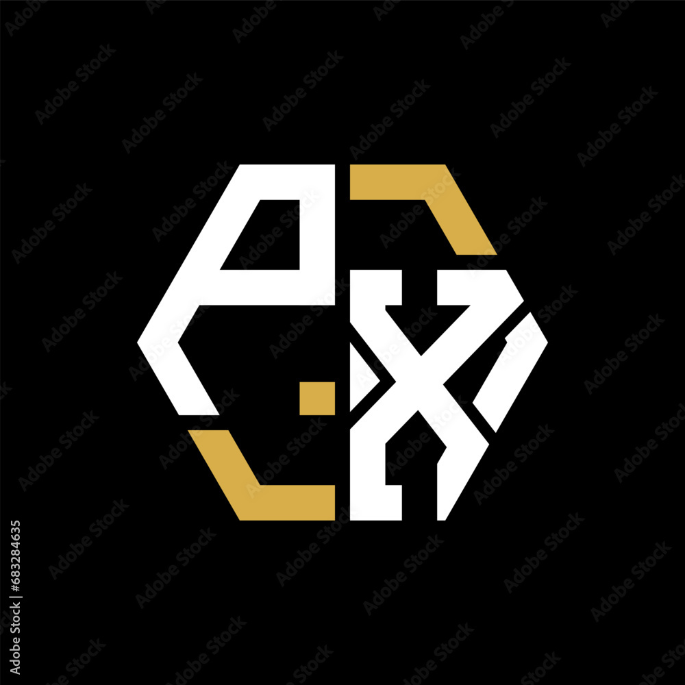 Obraz premium PX letter logo creative design.PX black monogram polygonal shape vector. PX unique design. 