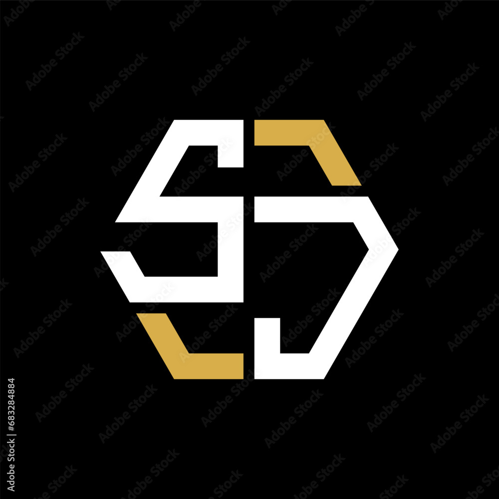 Obraz premium SJ letter logo creative design.SJ black monogram polygonal shape vector. SJ unique design. 