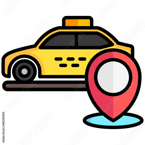 lineal multi color icons set, related to transportation, ride sharing theme