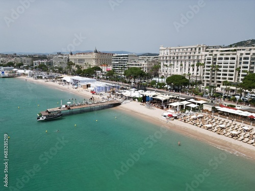 Beach with Event in progress Cannes France drone, aerial photo