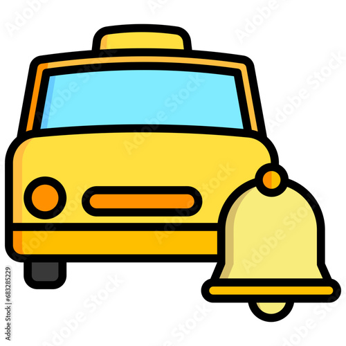 Bell lineal multi color icons set, related to transportation, ride sharing theme