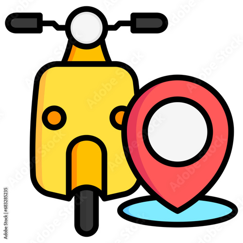 Map Pin lineal multi color icons set, related to transportation, ride sharing theme