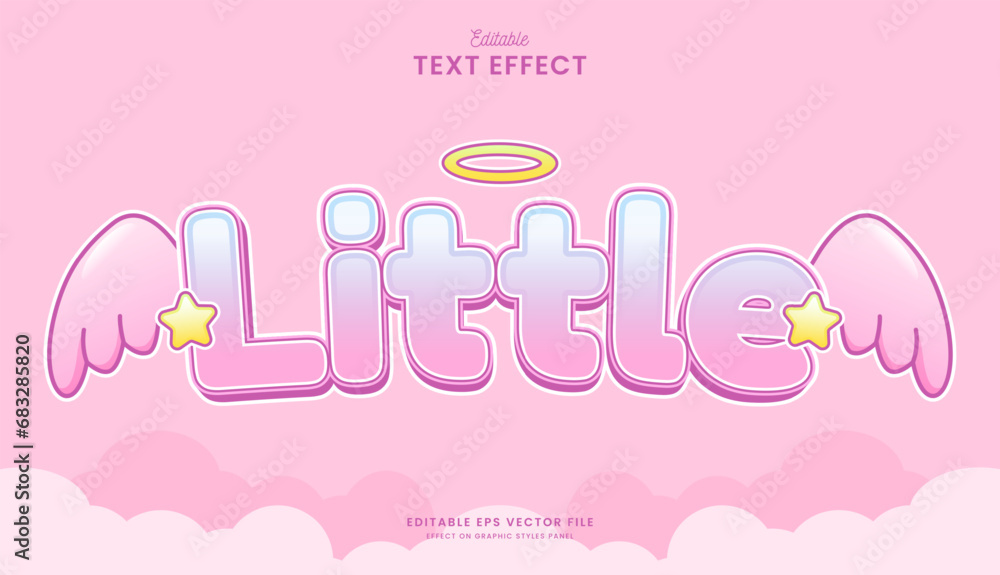 decorative little angel editable text effect vector design