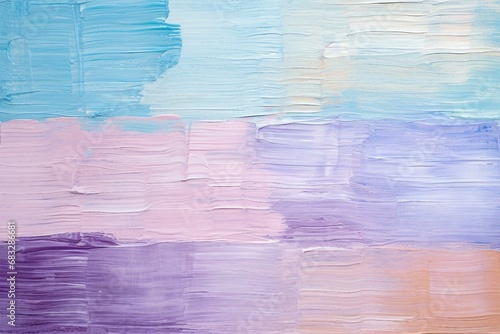 抽象油絵背景バナー）紫とピンクと水色のラフな横縞