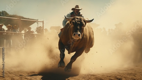 A cowboy's incredible display of courage as he tames a wild bull © amnabibi