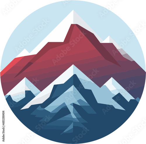 Fototapeta Naklejka Na Ścianę i Meble -  겨울 눈 쌓인 푸른 설산 풍경 아이콘 로고