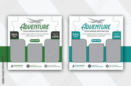 Explore and adventure your dream world travel social media post template for your agency