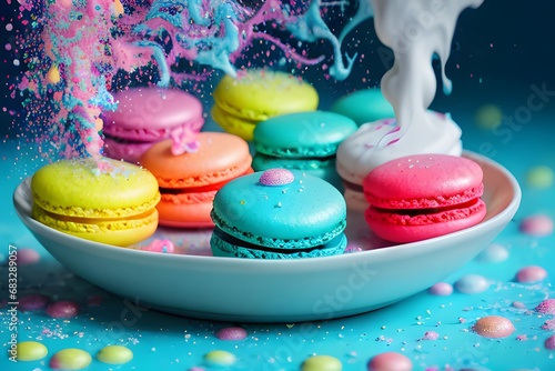 Sweet tasty colorful macarons.