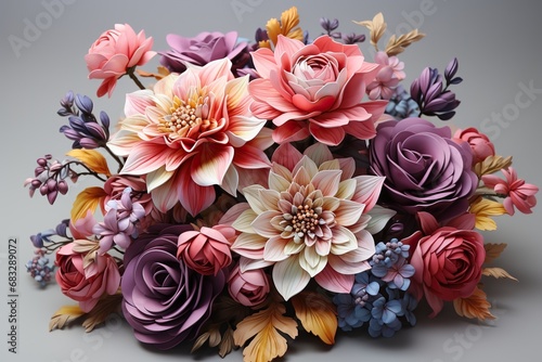 colorful flowers bouquet, illustration photo
