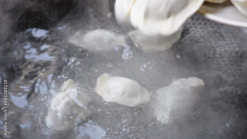 Boil dumplings in the pot with boiling water Boil dumplings in the pot with boiling water