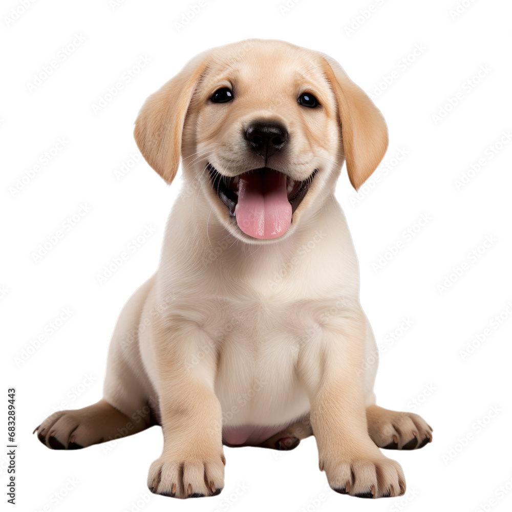 front view of Labrador Retriever puppy isolated on a white transparent background front view of Labrador Retriever puppy isolated on a white transparent background