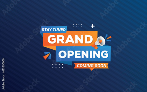 Grand opening coming soon sale poster sale banner design template with 3d editable text effect. Vector Illustration photo