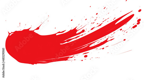 red brush strokes paints on white paper. Isolated on white background. Abstract creative background