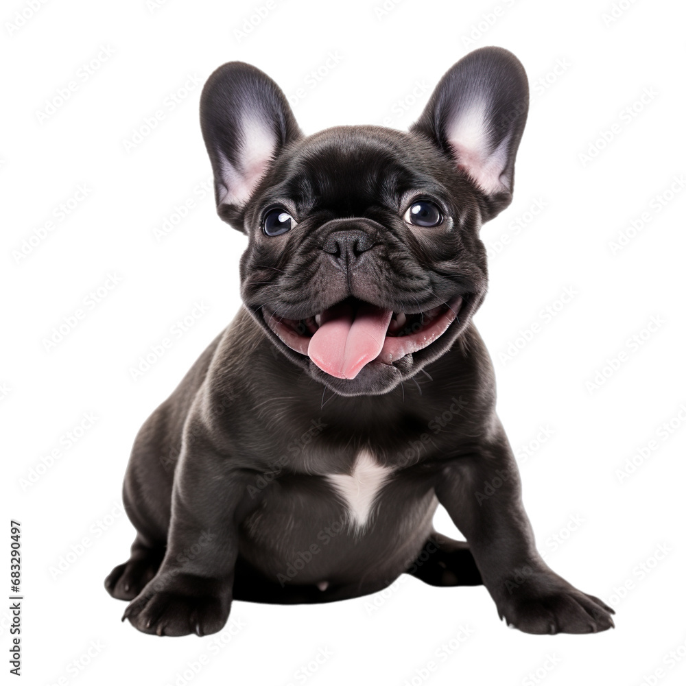 front view of French Bulldog puppy isolated on a white transparent background 