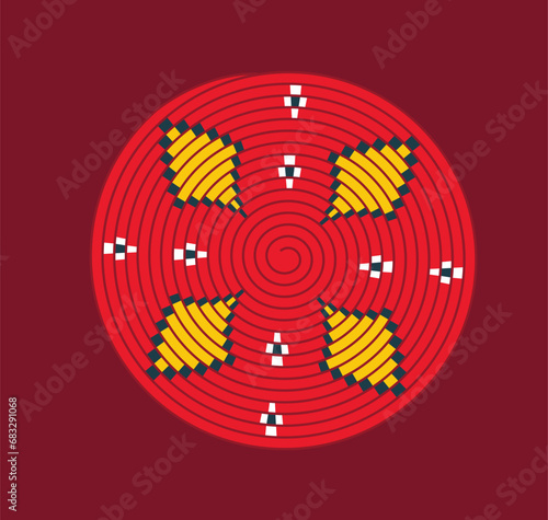 Ethiopian cultural basket. High quality vector Illustration of an Ethiopian detailed woven basket pattern. 