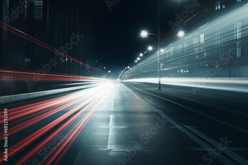 Speed Traffic Light Trails on Highway at Night   © Kristian