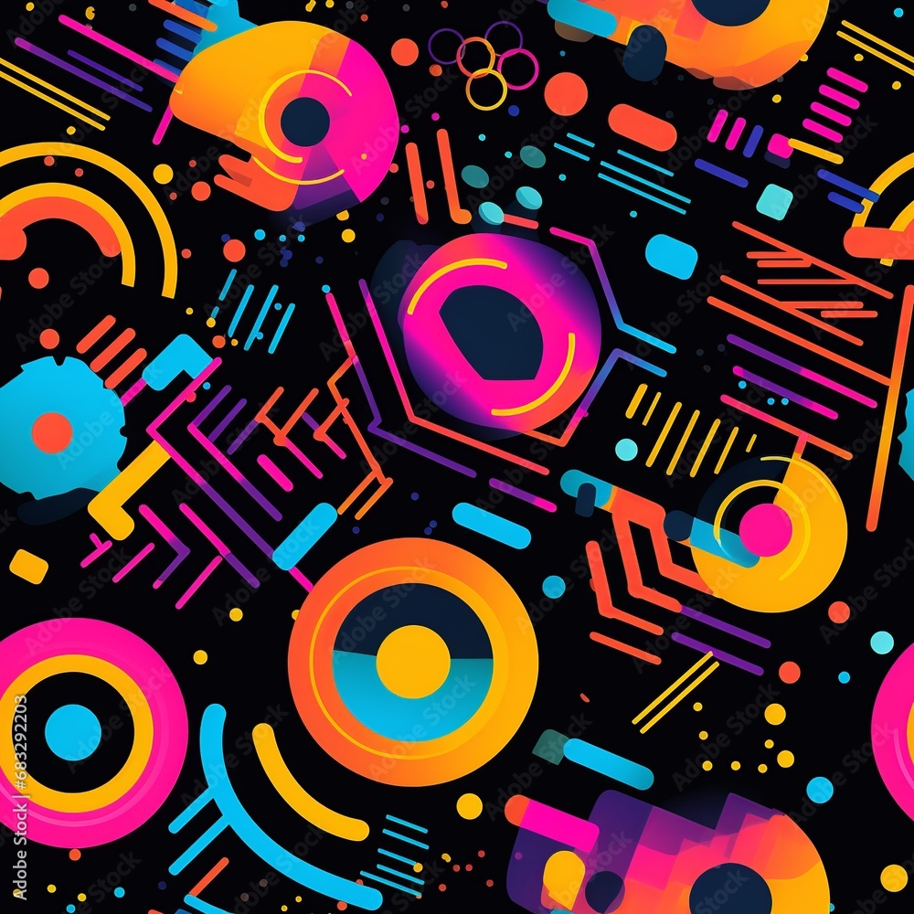 Neon Flashback: 90s Party-Inspired Vivid Seamless Pattern
Neon Flashback: 90s Party-Inspired Vivid Seamless Pattern