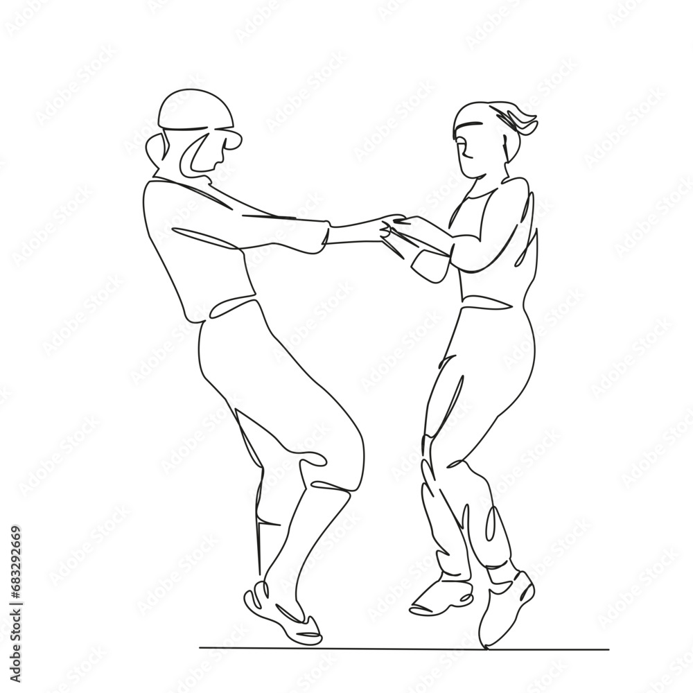 Fototapeta premium Muslim girl and European girl dancing