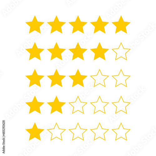 Rating stars set. Set of star rating symbols. Stars quality rating icon. Vector illustration.