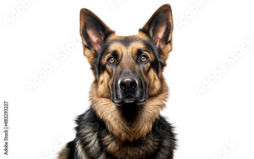 Alert German Shepherd Dog Isolated on Transparent Background PNG.
