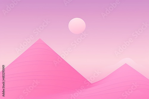 Elegant minimal illustration featuring a pink mountain on a light pink background, complemented by a gradient moon, exuding a tranquil, contemporary vibe.