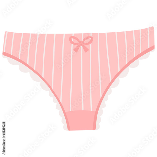 Pink panties with frill icon isolated on white background. photo