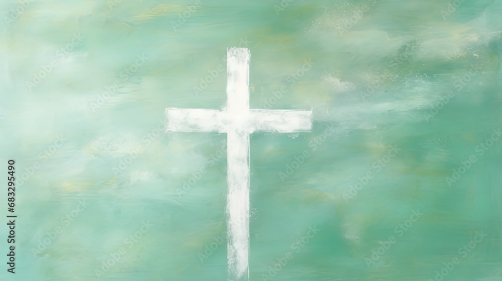 Grungy abstract green and white christian themed background with a cross. Easter concept with room for text. Grungy abstract green and white christian themed background with a cross. Easter concept with room for text.