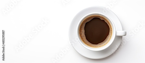White background with a cup of coffee