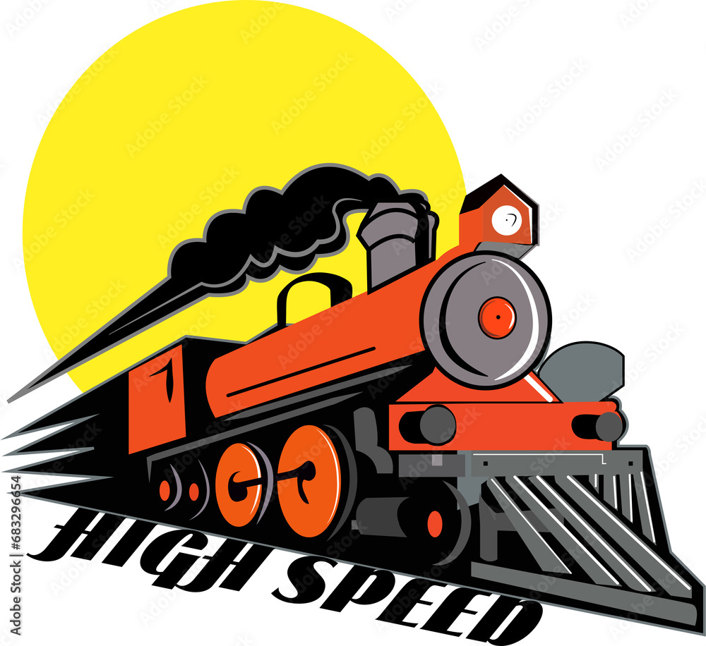 locomotive and train Illustration 