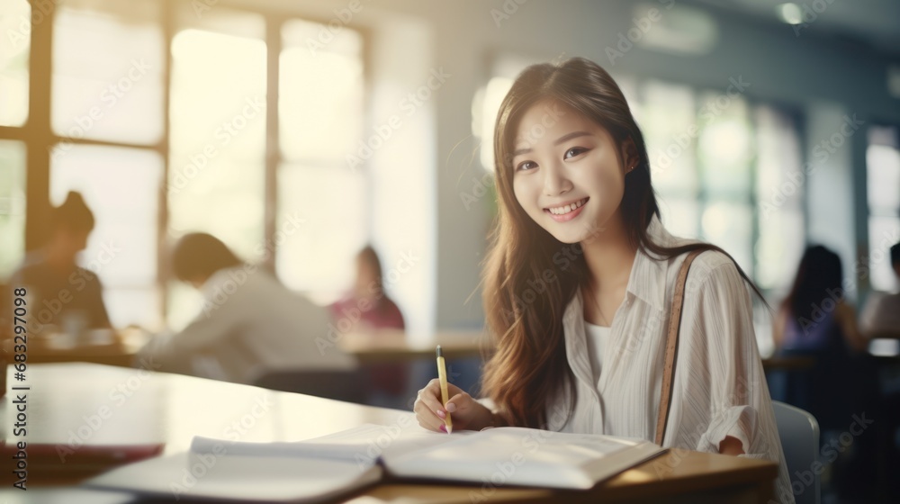 Happy children study in the classroom. Asian girl learn at school. Learning and education concept. Happy children study in the classroom. Asian girl learn at school. Learning and education concept.