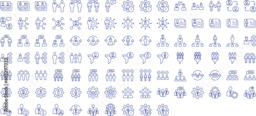 administrators and User management outline icons set, including icons such as Workar, Boss, user, profile, professional, management, and more. Vector icon collection
