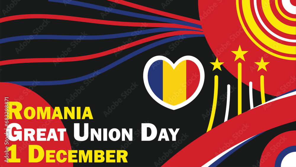 Romania Great Union Day vector banner design. Happy Romania Great Union Day modern minimal graphic poster illustration.