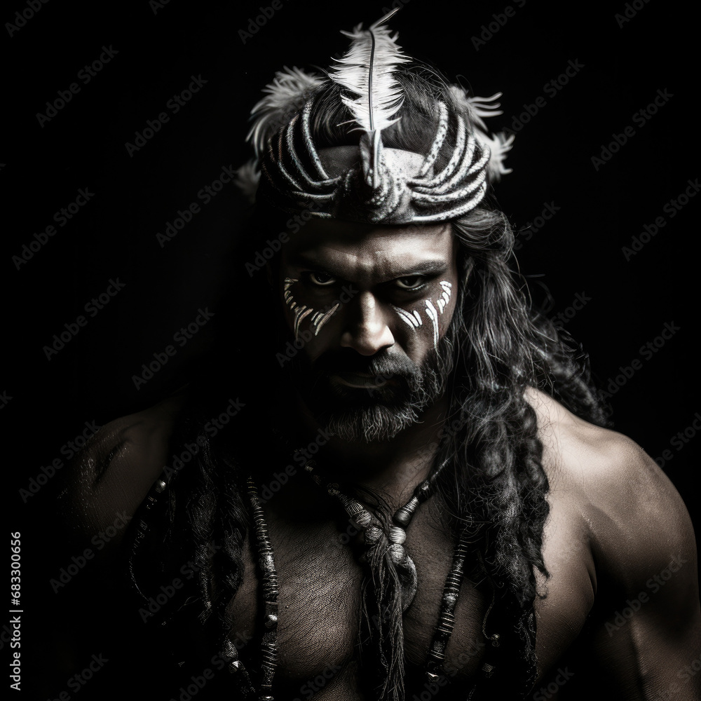 Raam Chandra: A Warrior's Essence in Black and White