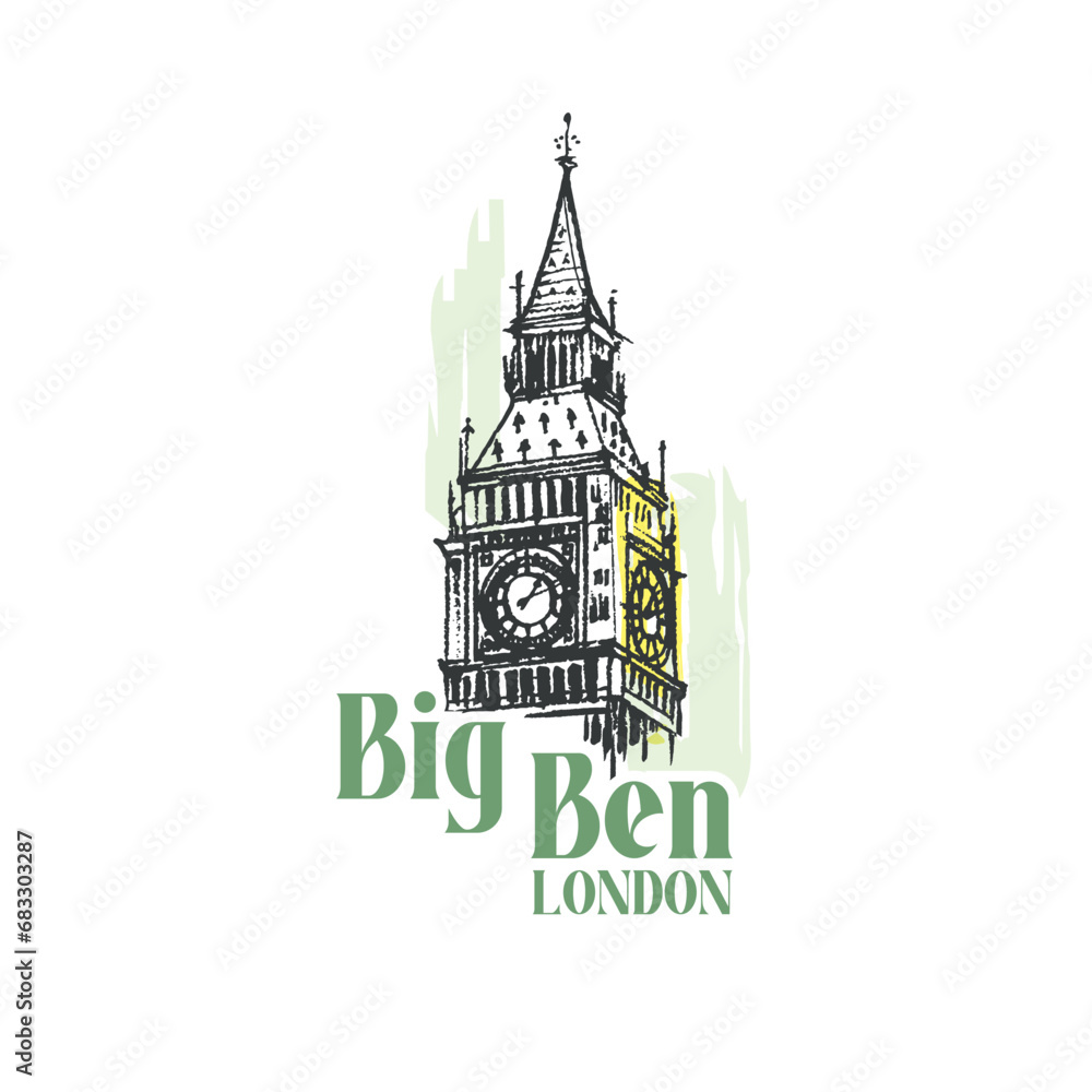 Big Ben London modern and stylish typography with Big Ben tower LOGO design vector illustration for print tee shirt, typography, background, tamplat, poster Big Ben London modern and stylish typography with Big Ben tower LOGO design vector illustration for print tee shirt, typography, background, tamplat, poster