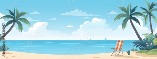 Banner summer beach vibe with copy space for text